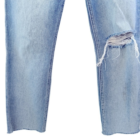 RE/Done 90’s High Rise Ankle Crop Distressed Jeans in Worn Bright Blue - Picture 9 of 14